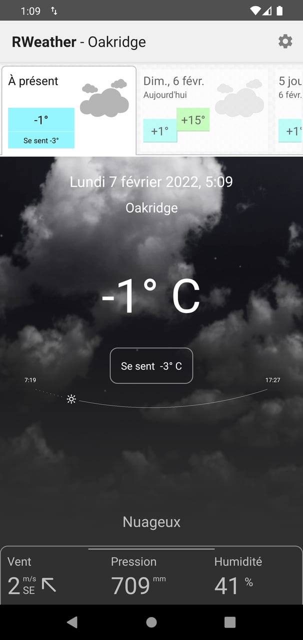 RWeather : météo actuelle, nuageux